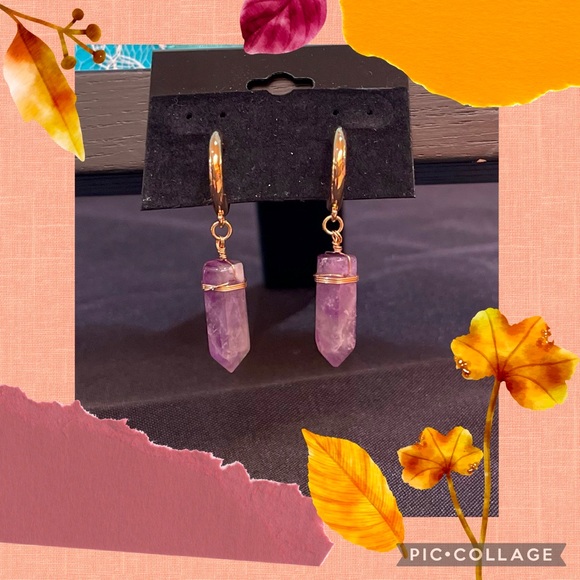 Healing Amethyst Crystal Earrings. - Picture 1 of 1